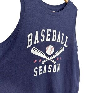Maurices Baseball Graphic Tank Womens M Navy Blue Sleeveless Sporty EUC
